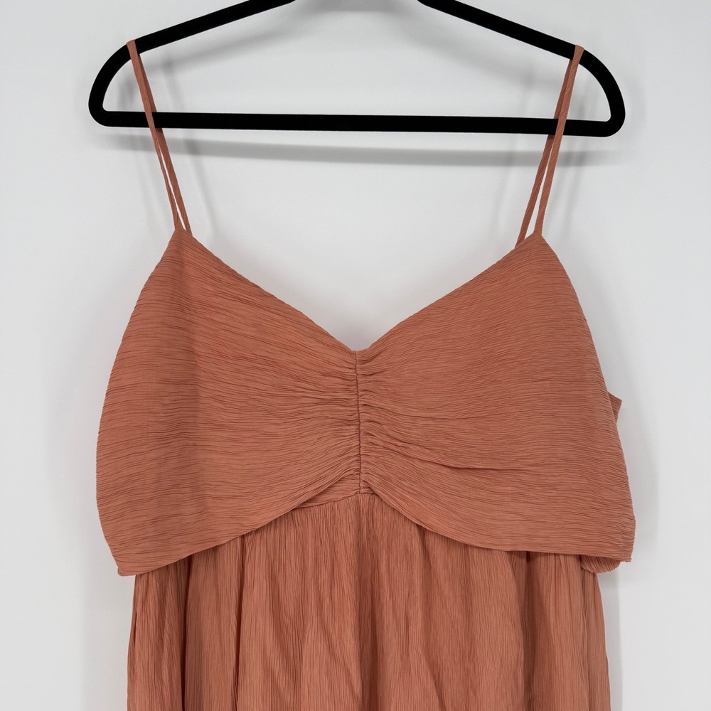 Abercrombie & Fitch Spaghetti‎ Strap Tiered Rust Peach Midi Dress XXL NWT - Picture 2 of 9